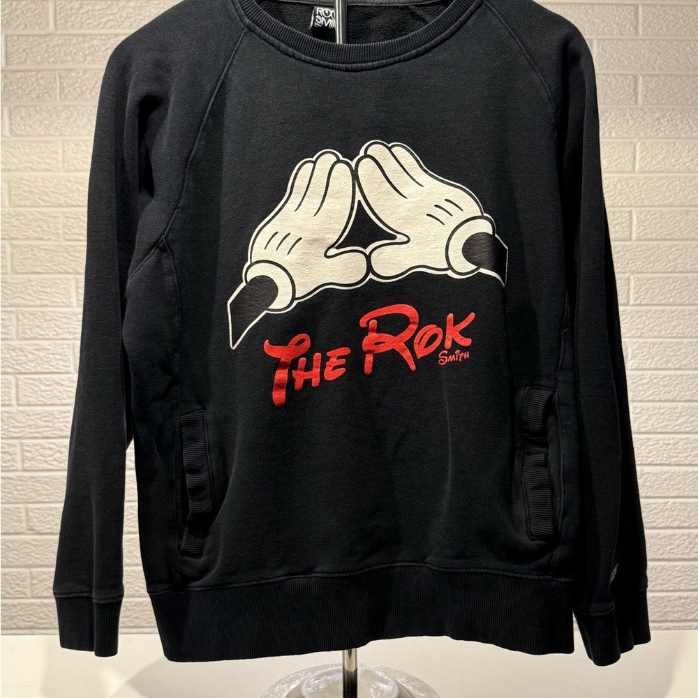 Black Crewneck Sweater with Red Graphic